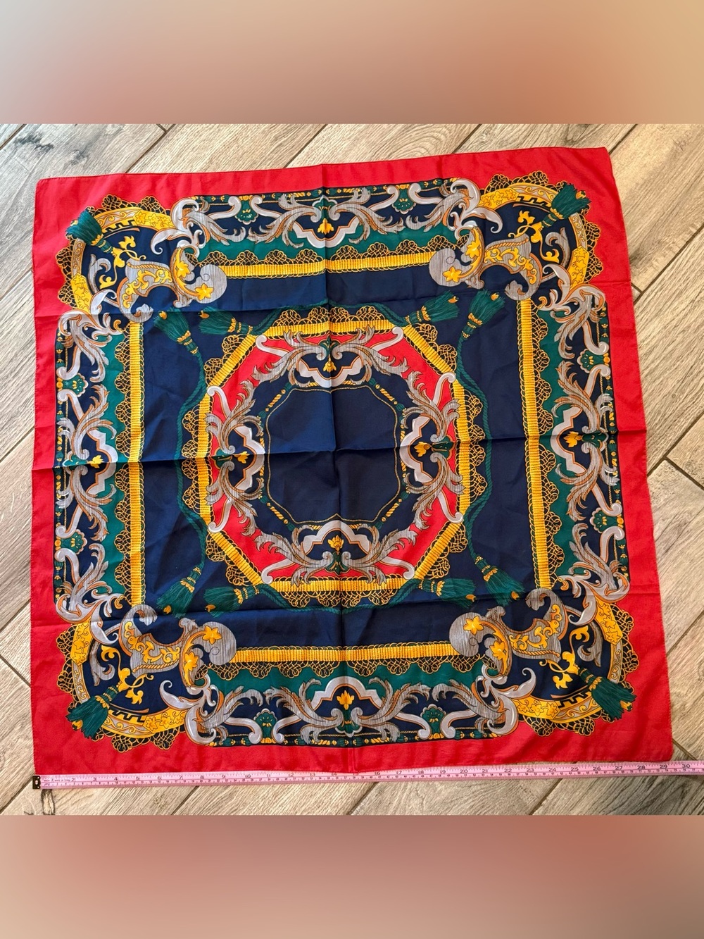 Decorative Navy & Red Baroque Scarf Accent - Unbranded